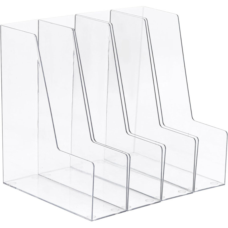 Classeur vertical transparent en acrylique - Porte-revues et porte-livres empilables