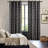 Black and White Pattern Linen Curtains,Room Darkening Herringbone Fabric Grommet Drapes,Set of 2-107080363