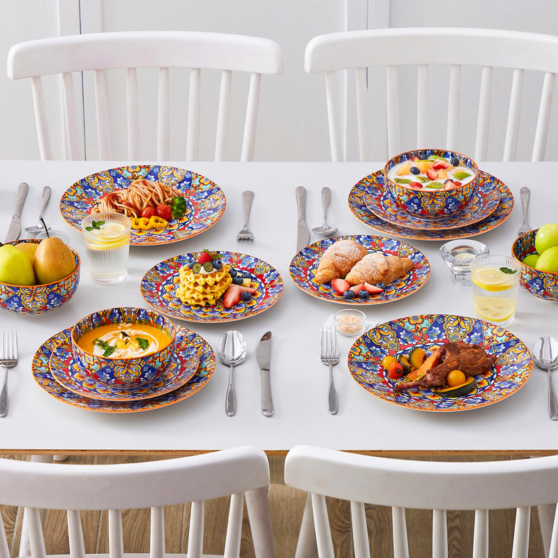 Piece Stoneware Dinnerware Set - Service for 4, Red