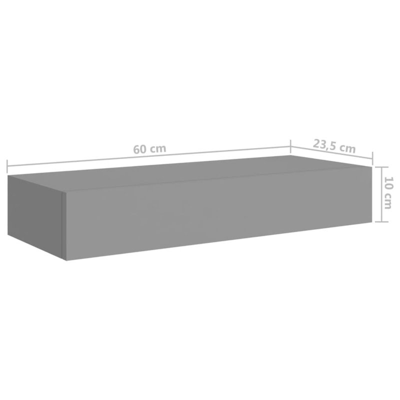 Jahray 2 Piece, 10 cm H x 60 cm W x 23.5 cm D, Grey