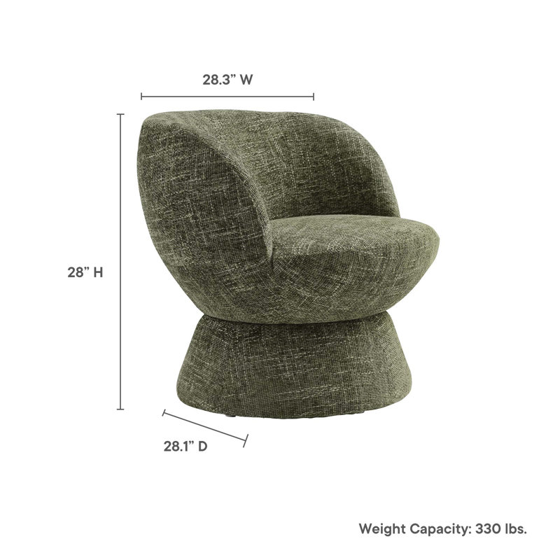 Chaise pivotante rembourrée en tissu Vesta Chenille, Chenille verte