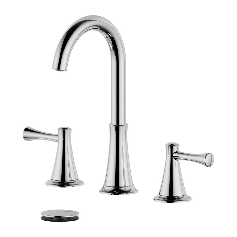Konya 2-handle Bathroom Faucet with Drain Assembly, Polished Chrome