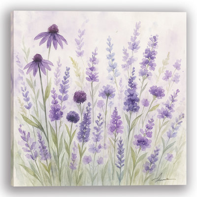 "Lavender Garden Symphony" Wrapped Canvas Wall Art