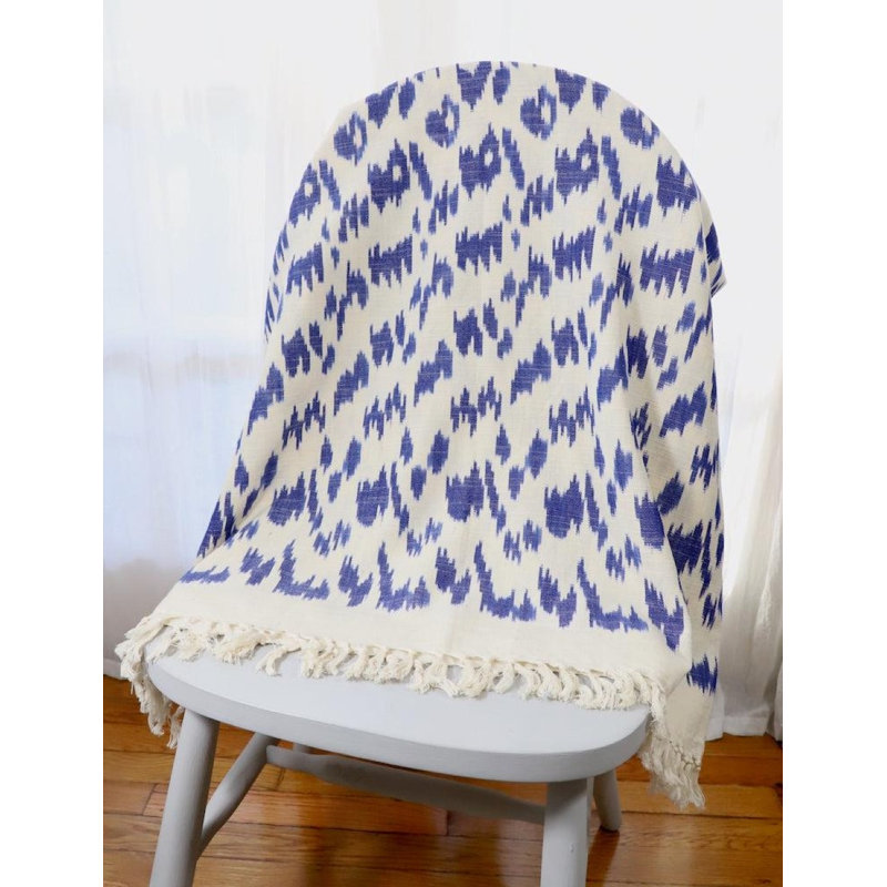 Jeté en ikat bleu