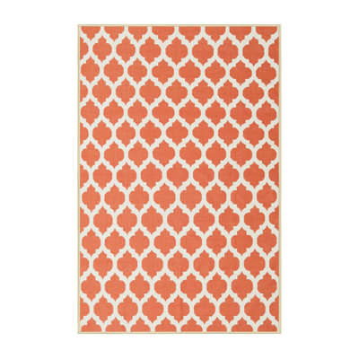 Tapis contemporain orange / beige