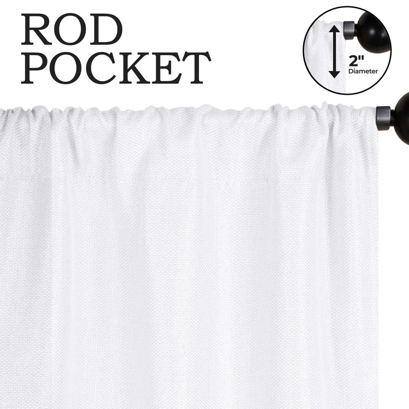 Polyester Thermal Insulated Room Darkening Curtain Panels, 26" W x 63" L, Snow White