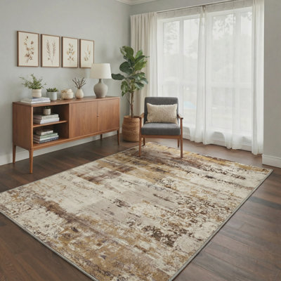 Tapis intérieur brun / beige lavable à la machine avec envers antidérapant Mignone Vela