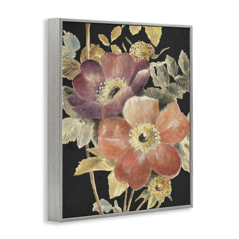 Paire de fleurs rétro sur estampe numérique, conception de Lanie Loreth, Estampe numérique Farmhouse, H 14 po x l 11 po