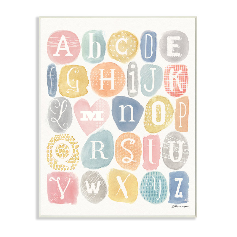 Gracemont, motif doux, aquarelle, lettres, art graphique, Bois naturel, H 19 po x l 13 po x P 0,5 po