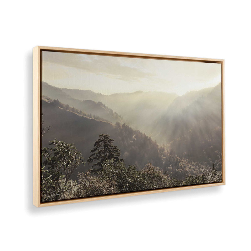 «Misty Sun Rays» par Lori Deiter, reproduction d'art, L 12 po x H 8 po, Tanné, Toile avec cadre