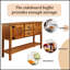 Buffet de rangement vintage en bois massif avec 2 tiroirs, armoires et tablette inférieure pour la décoration et l'organisation-1647564486