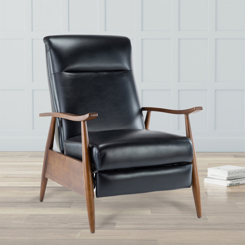 Sarasota Wood Arm Push Back Recliner - Black