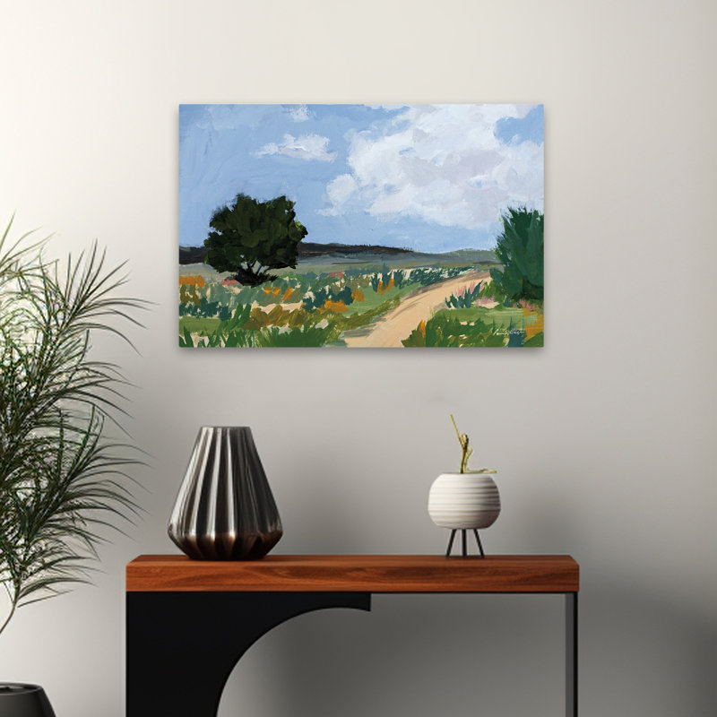Promenade printanière - nuages bleu noir et brun, H 24 po x l 16 po