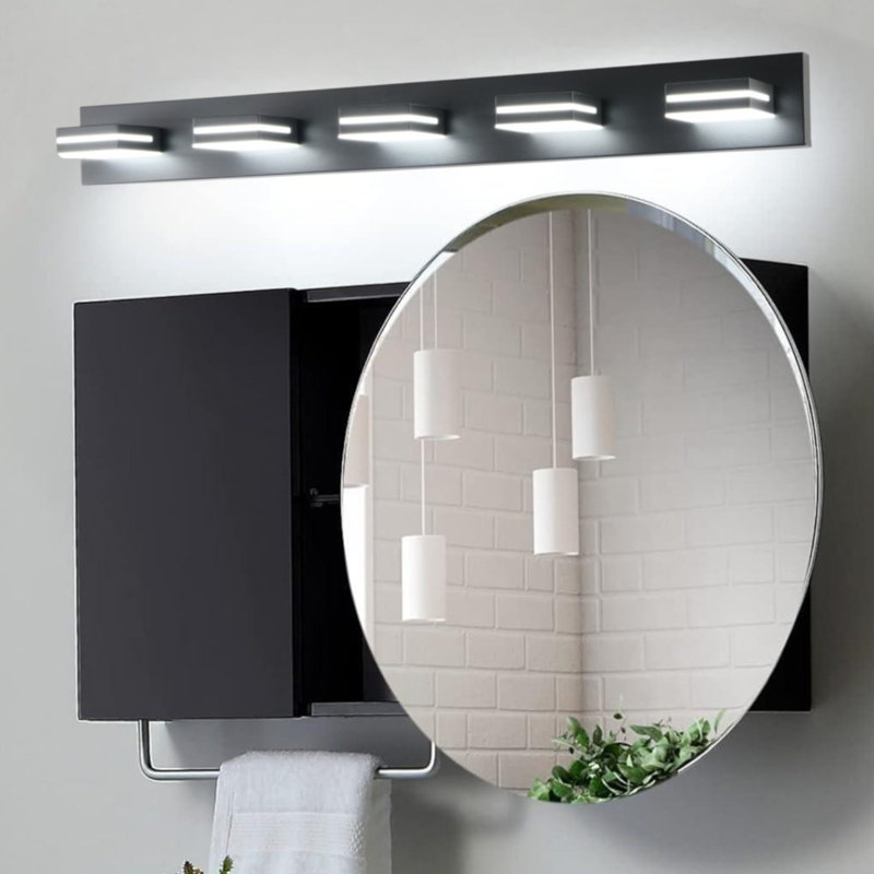 Luminaire de salle de bain moderne à DEL à intensité variable (blanc froid 6000K), H 4,3 po x l 55 po x P 5,1 po, Noir mat