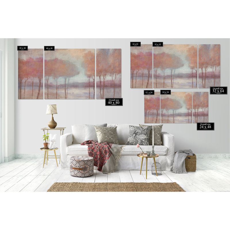 " Blushing Trees " Painting Print, 24" H x 48" W x 1.5" D