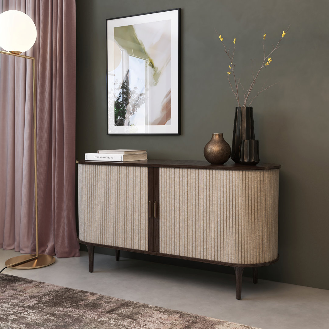 Willam 55" Velo Sideboard Modern Large Wooden Storage Buffet with Fabric Panels and Brass Accents Latitude Run® 