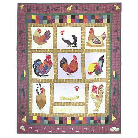 Rooster Quilted Throw Blanket