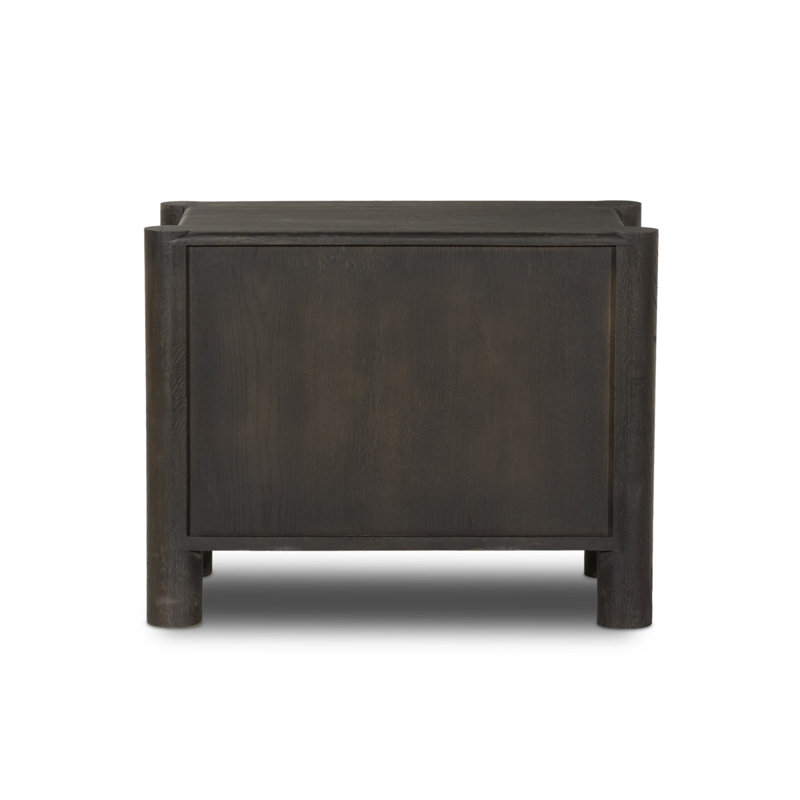 Ezri Nightstand-Cocoa Oak, Black