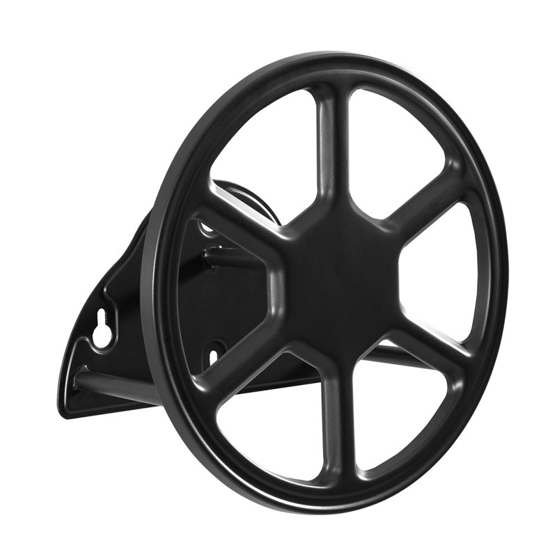 Black Steel Wall Mounted Garden Hose Reel Holder