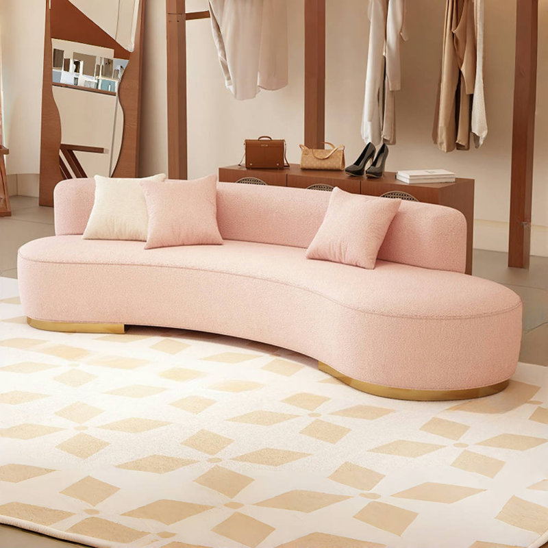 French Simple Cream Style Pink Sofa