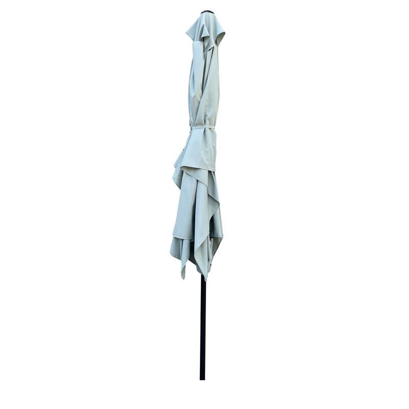 Parasol de patio extérieur 6 x 9 pi, auvent avec manivelle et inclinable, pour parasol extérieur de piscine de 9 pi x 6 pi, mât en acier rouille, jardin d'eau