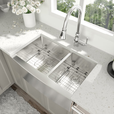 Évier de cuisine double 33 po x L 21 po Farmhouse 