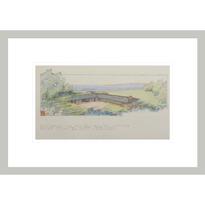 Dessin en couleur de la maison Wilson Shelton par Frank Lloyd Wright (non bâti) par Frank Lloyd Wright - reproduction giclée encadrée