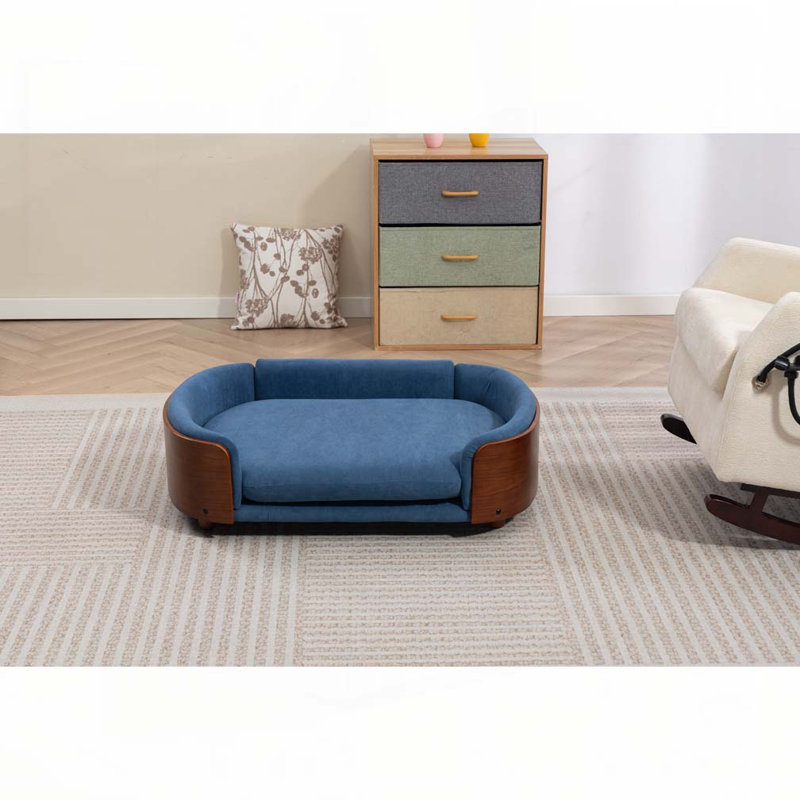 Inira Orthopedic Pet Bed, Medium (38.58" W x 26.77" D x 11.02" H), Dark Blue/Walnut