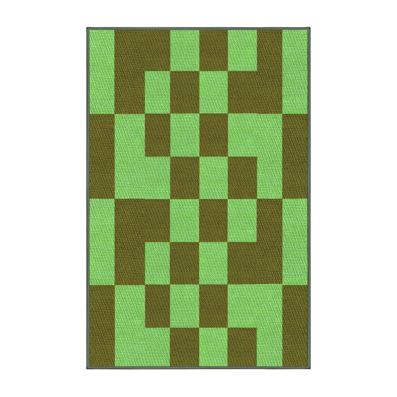 Tapis géométrique en laine vert, Rectangle 2 pi x 4 pi