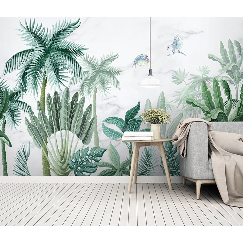 Papier peint amovible forêt exotique, L 114 po x l 204 po