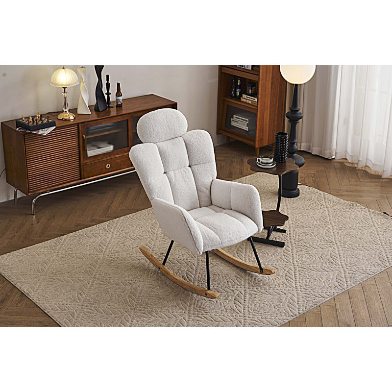 Chaise berçante rembourrée Teddy, Ivoire ivoire