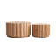 Ensemble de 2 tables basses gigognes rondes 19,7 "+ 27,5", tables d'appoint en bois de noyer avec lattes verticales, tables d'appoint rustiques de style campagnard pour le salon-487533851
