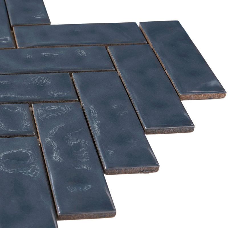 1.35" x 4.35" Porcelain Mosaic Wall & Floor Tile, Blue