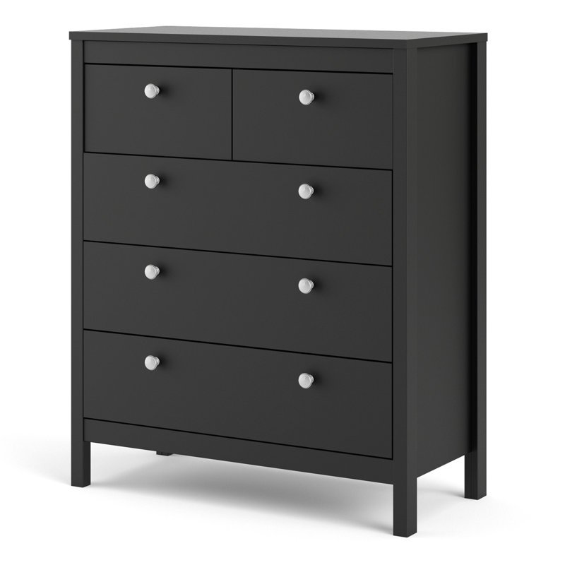Cynsere 82.1 cm W Chest of 5 Drawers, Black