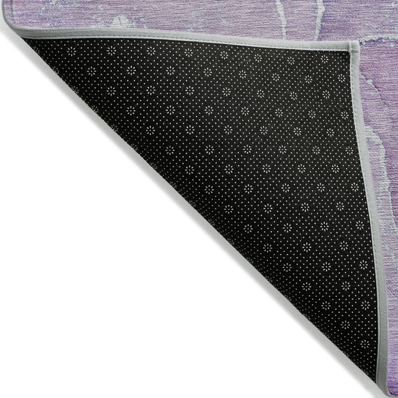 2' X 3' Purple Abstract Washable Non Skid Indoor Outdoor Area Rug