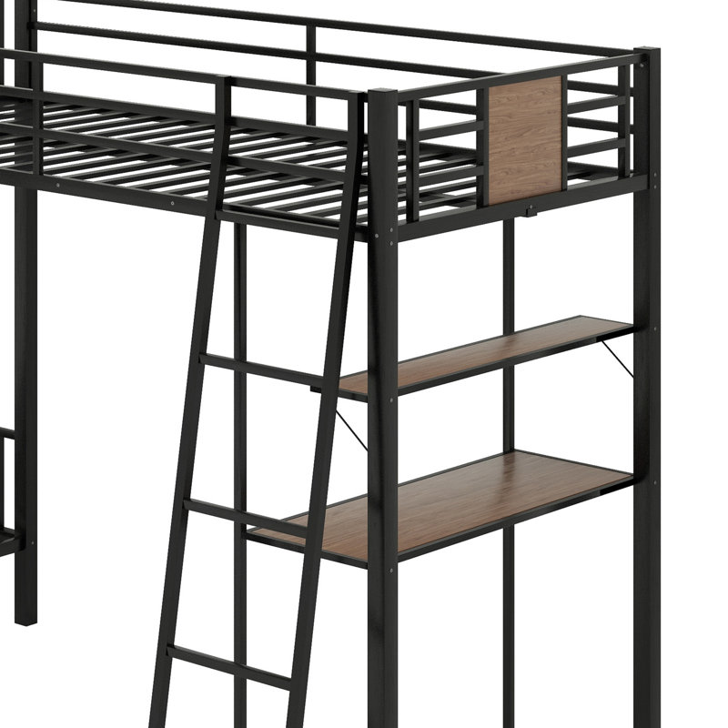 Lit superposé en L avec lit mezzanine simple avec bureau et tablette