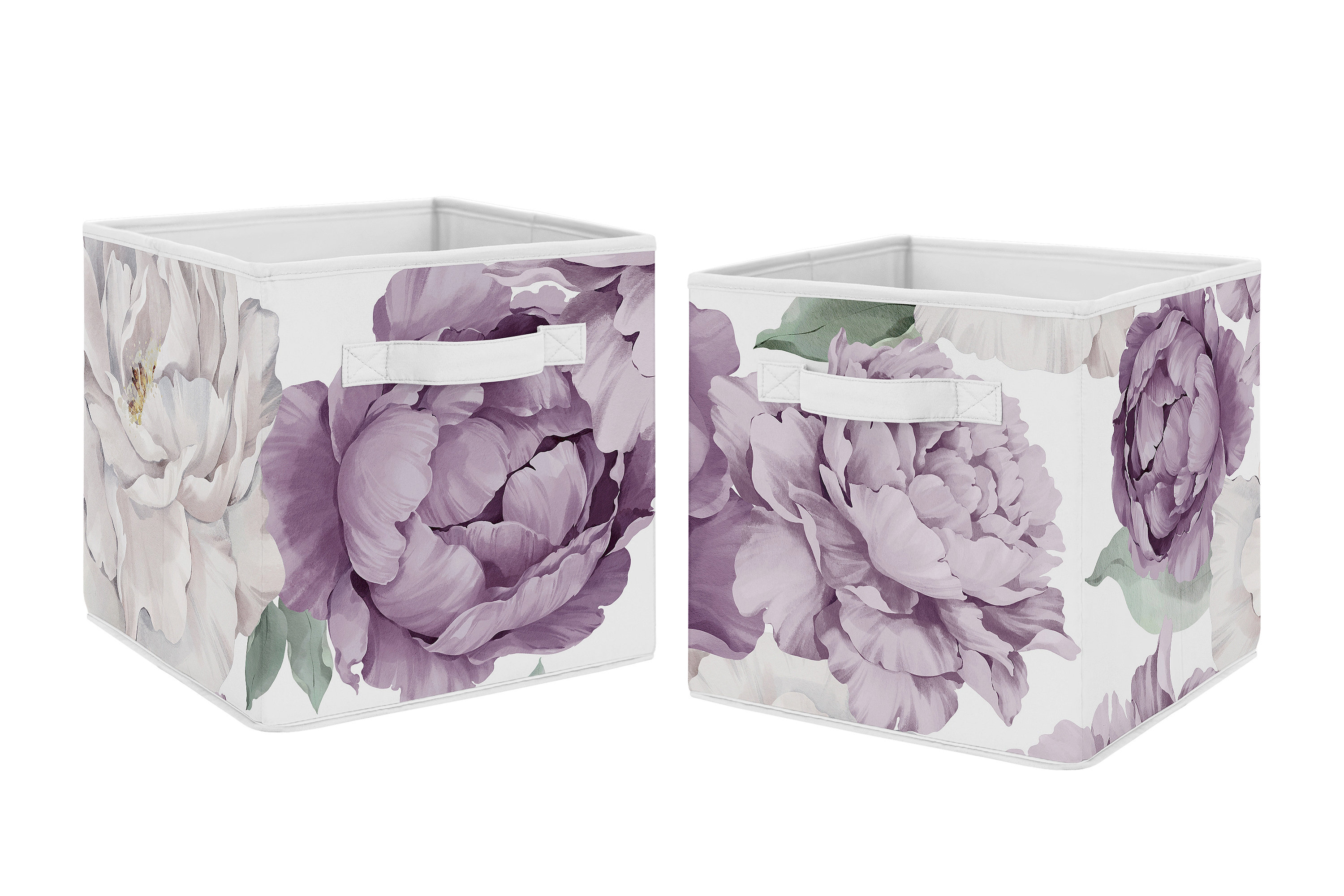 Sweet Jojo Designs Pink Floral Rose Foldable Fabric Storage Cube Bins