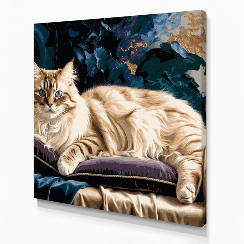 Cats, Himalayan, art mural bleu sur toile, H 32 po x l 32 po
