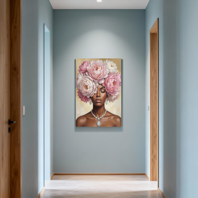 Plantes et fleurs, couronne de fleurs, portrait d'une femme