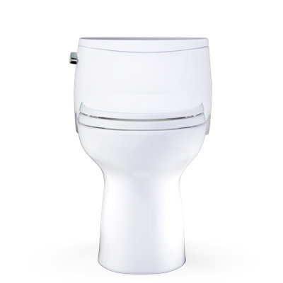 TOTO Ultramax Low Profile One-Piece Elongated 1.28 GPF Universal Height Toilet with CEFIONTECT and SS114 SoftClose Seat, Cotton White - MS618114CEFG#01