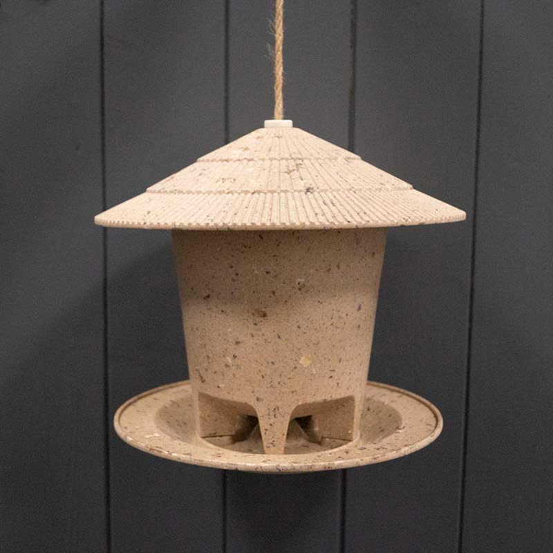 Cejda Hanging Hopper Bird Feeder, Coffee Husks