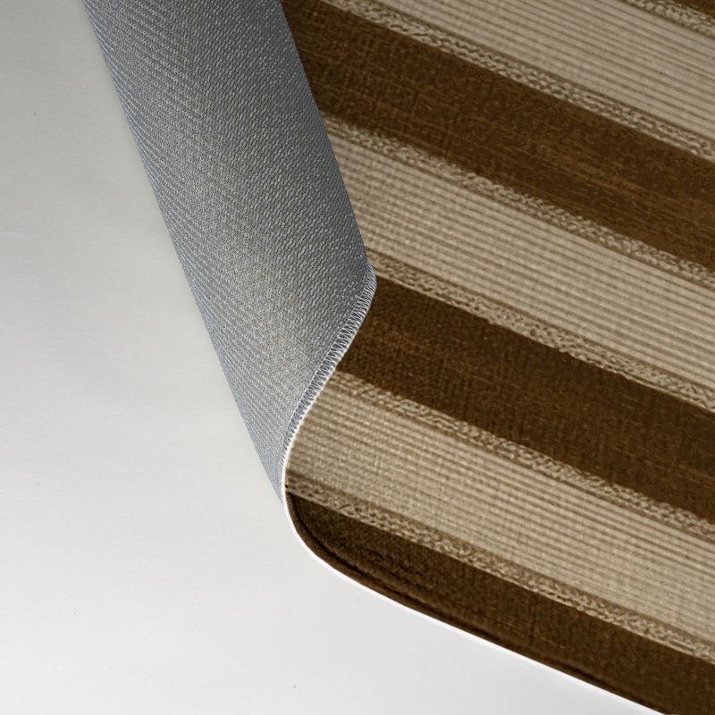 Tapis intérieur / extérieur brun HorizontalStripes, Rectangle 5 pi x 7 pi