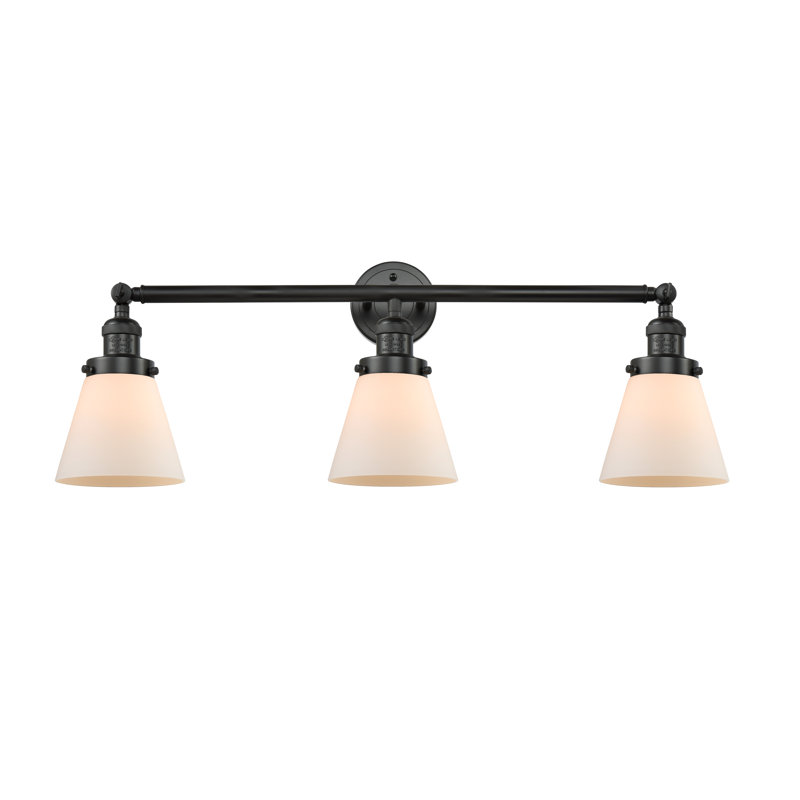 Andrews 3 - Light Dimmable Vanity Light, Matte White, Satin Gold, 6 Watt Vinage LED Bulb
