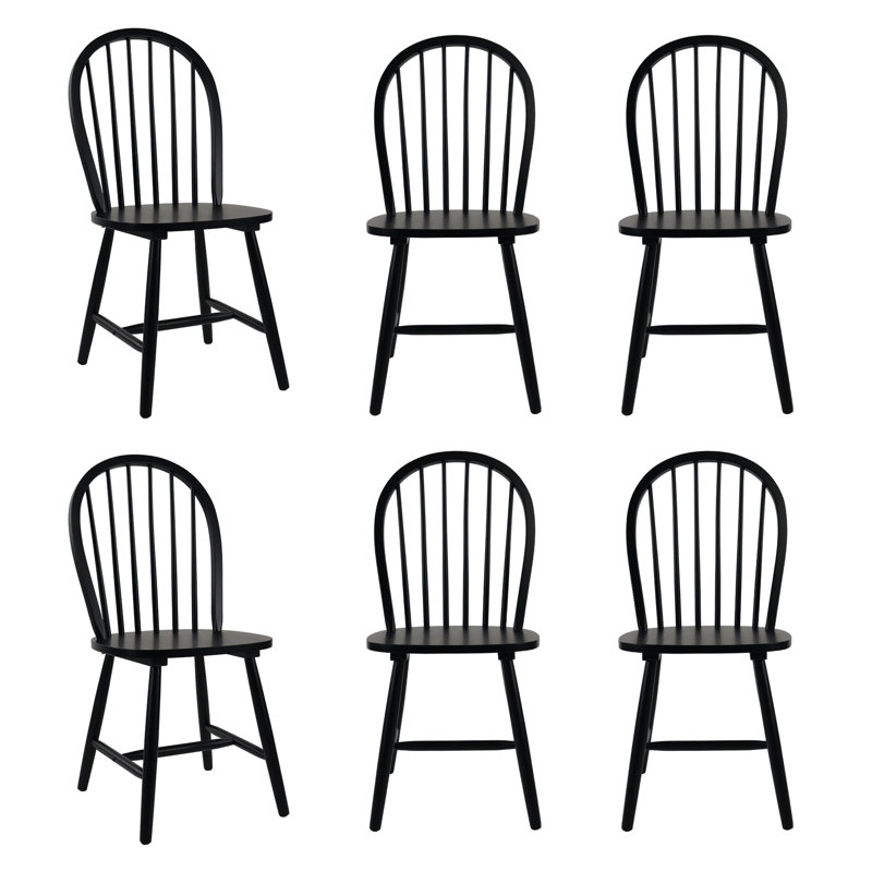 Solid Wood Dining Chairs With Slat Back, Farmhouse Side Chair For Ktichen/Dining Room, Black
