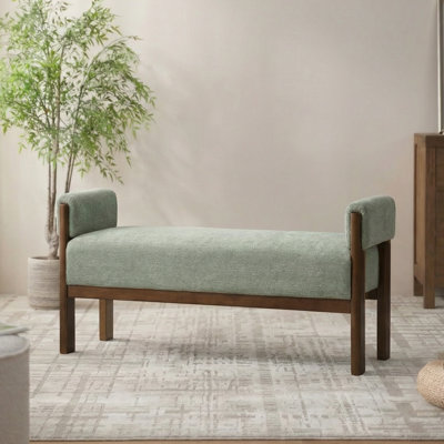 Modern Boucle Upholstered Bench Bed End Ottoman