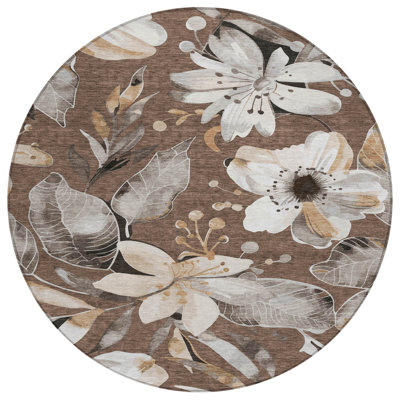 Machine Washable Indoor/Outdoor London ACN2260 Floral Rug