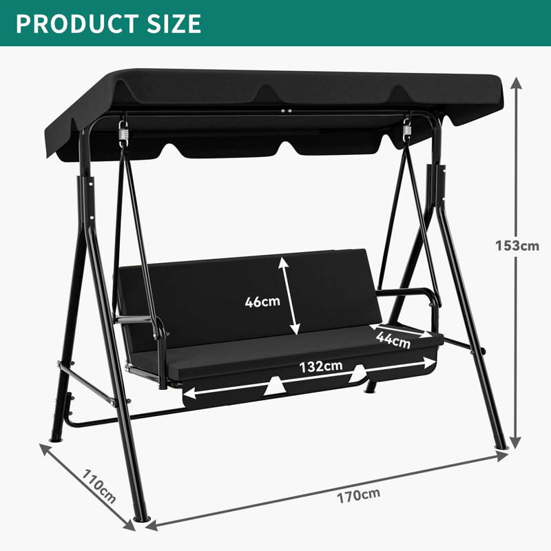 3 Person Porch Swing with Canopy