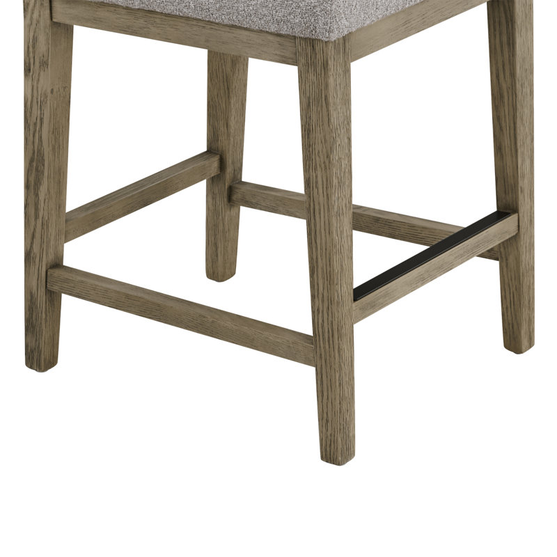 Tabouret de comptoir rembourré Bethea, Gris délavé, Tempête