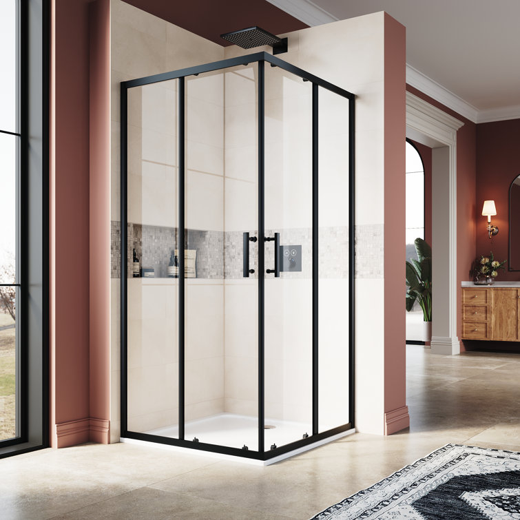 35'' W 72'' H Framed Square Double Slide Shower Enclosure