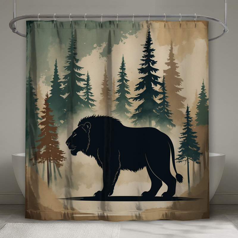 Rideaux de douche lion en pin, L 70 po x H 93 po